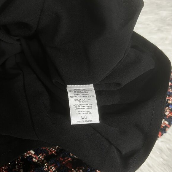 Pleione Red Blue Ruffle Tweed Short Sleeve Dress Size Sz L Price Preppy Academia - Picture 9 of 11